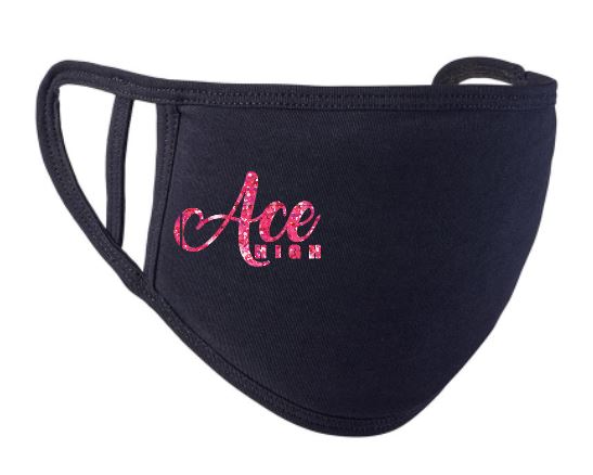 Ace Face Mask Reusable Fabric Face Mask. Double Ear Loop- one size fits all, adults & children. Ace Gymnastics & Cheerleading Tuam Athenry Claremorris Galway